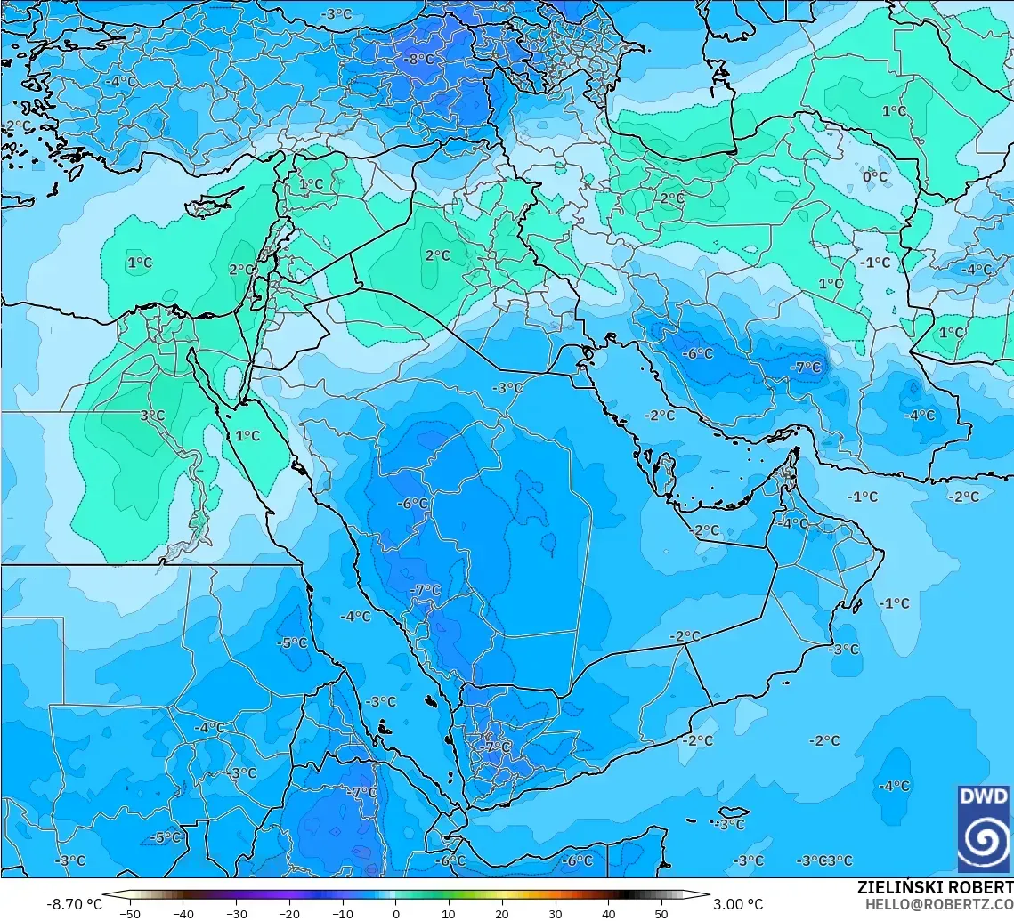 ICON modelo - Oriente Médio, Temperatura a 500 hPa
