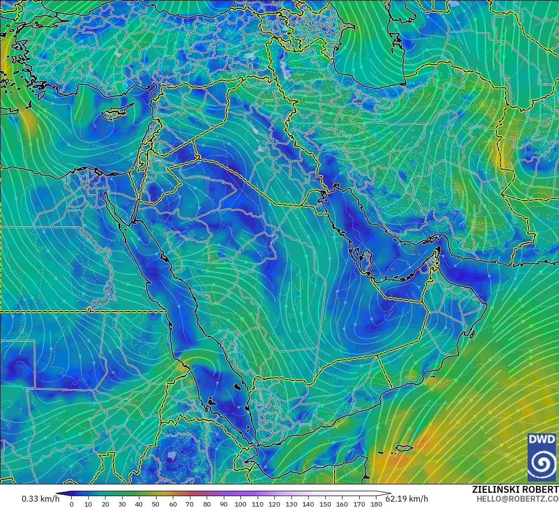 ICON modelo - Oriente Médio, Vento a 10 m
