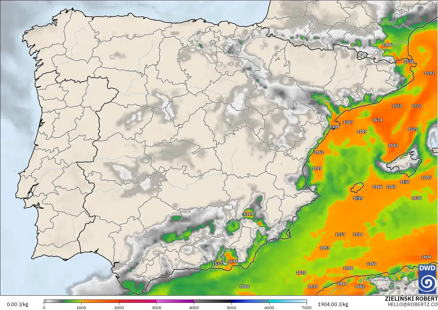 ICON modelo - Espanha, CAPE
