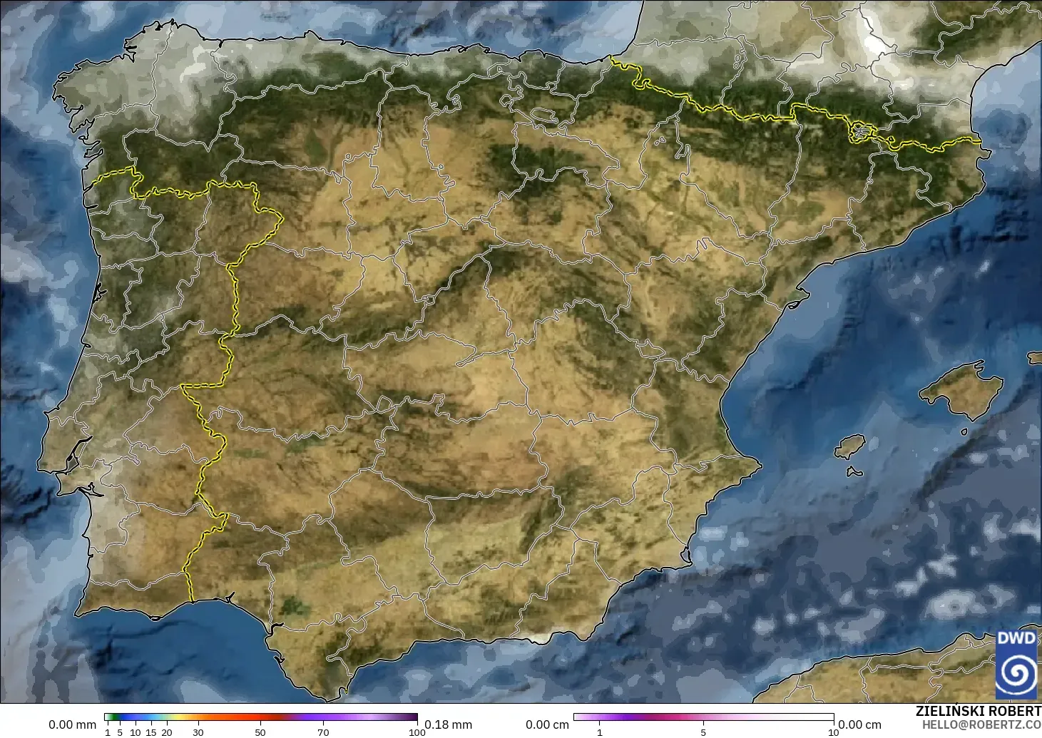 ICON modelo - Espanha, Precipitação, nuvens e pressão