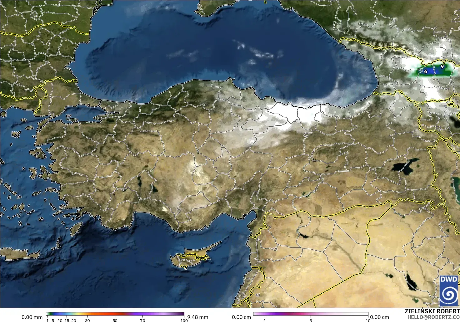 ICON modelo - Turquia, Precipitação, nuvens e pressão