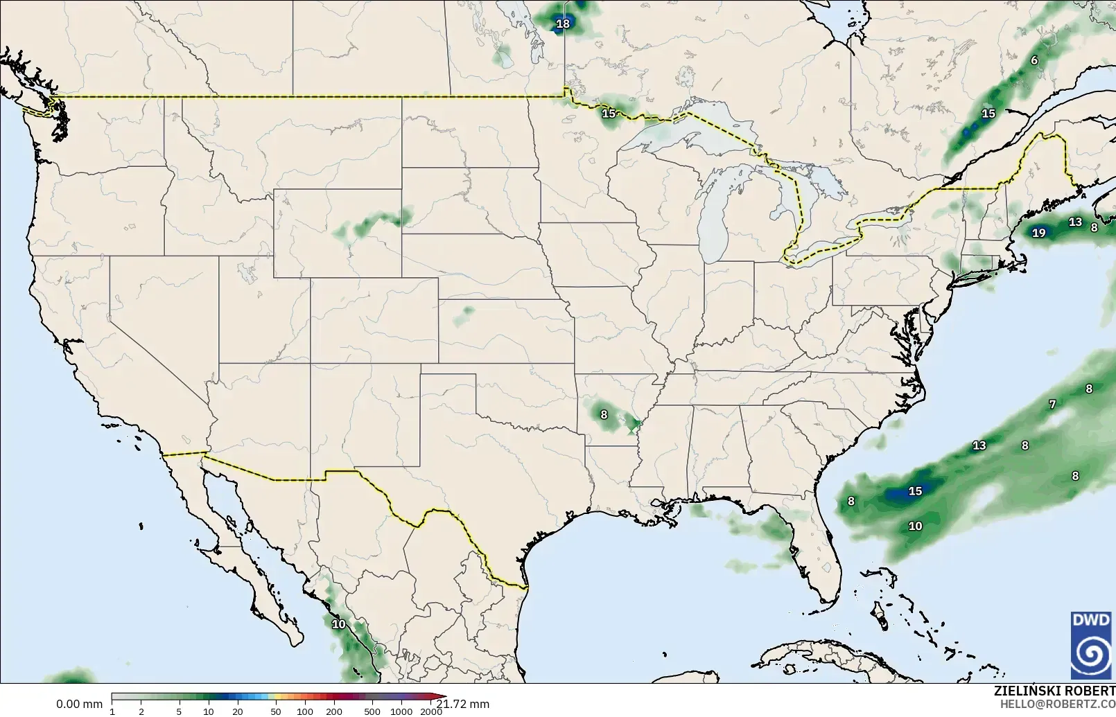 ICON modelo - Estados Unidos, Acúmulo de precipitação