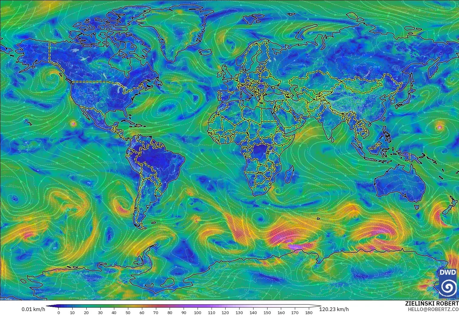 ICON modelo - Mundo, Vento a 10 m