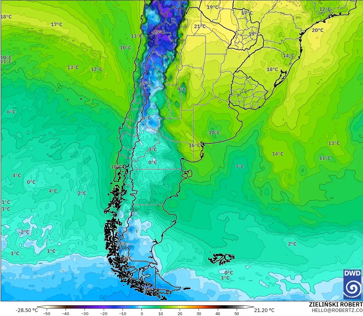 ICON modelo - Argentina, Ponto de orvalho a 2 m