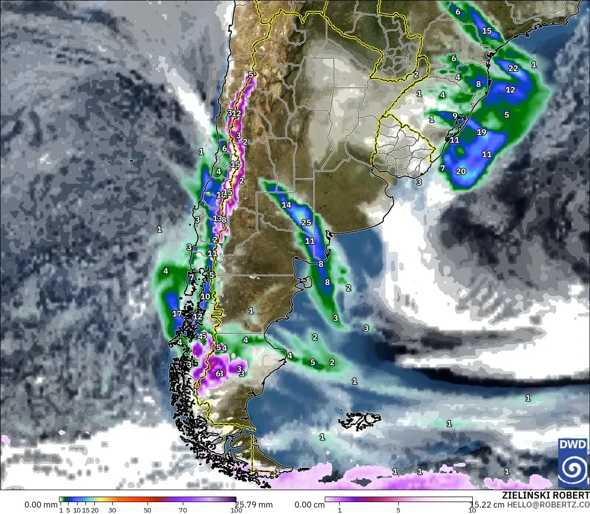 ICON modelo - Argentina, Precipitação, nuvens e pressão
