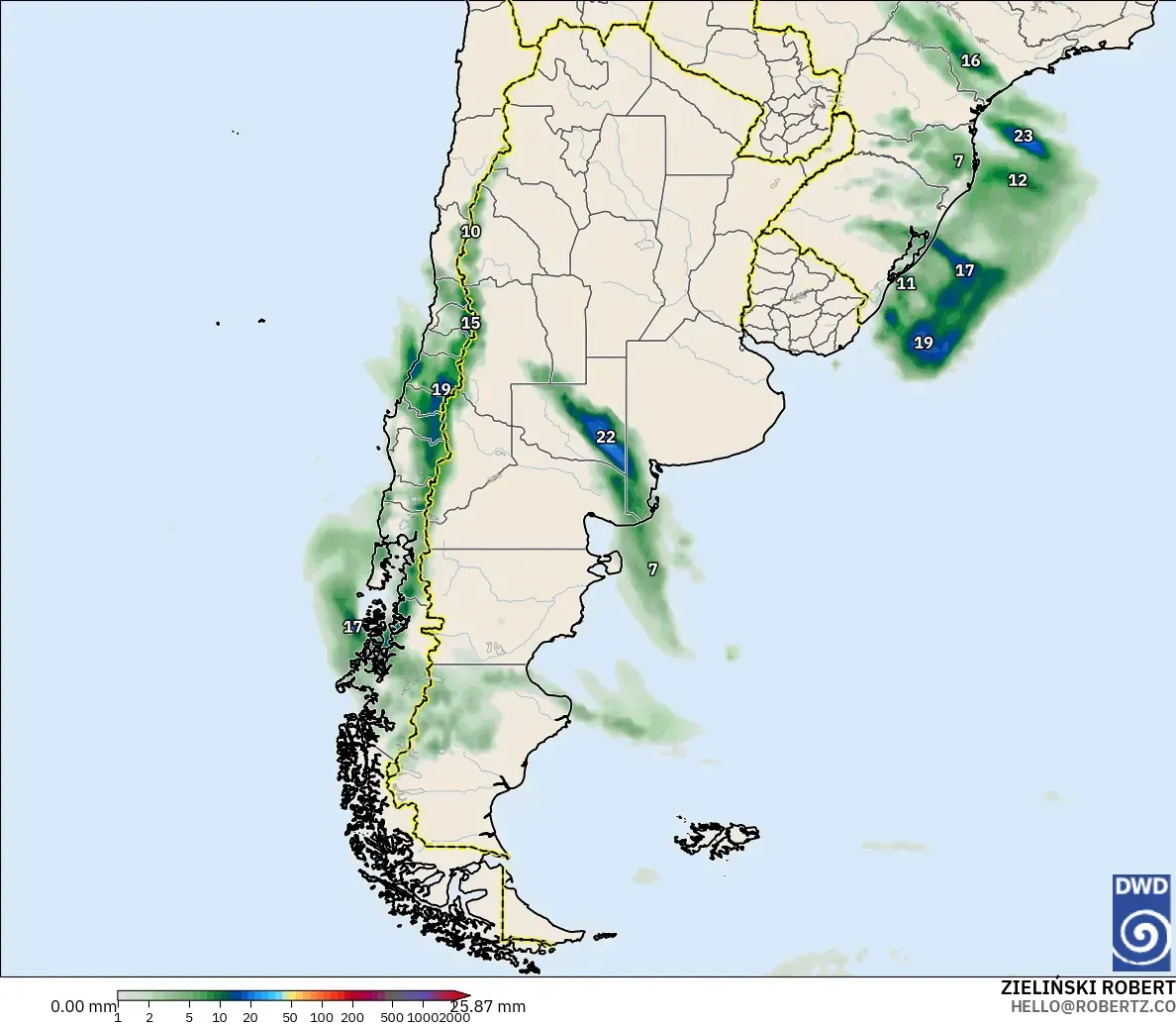 ICON modelo - Argentina, Acúmulo de precipitação