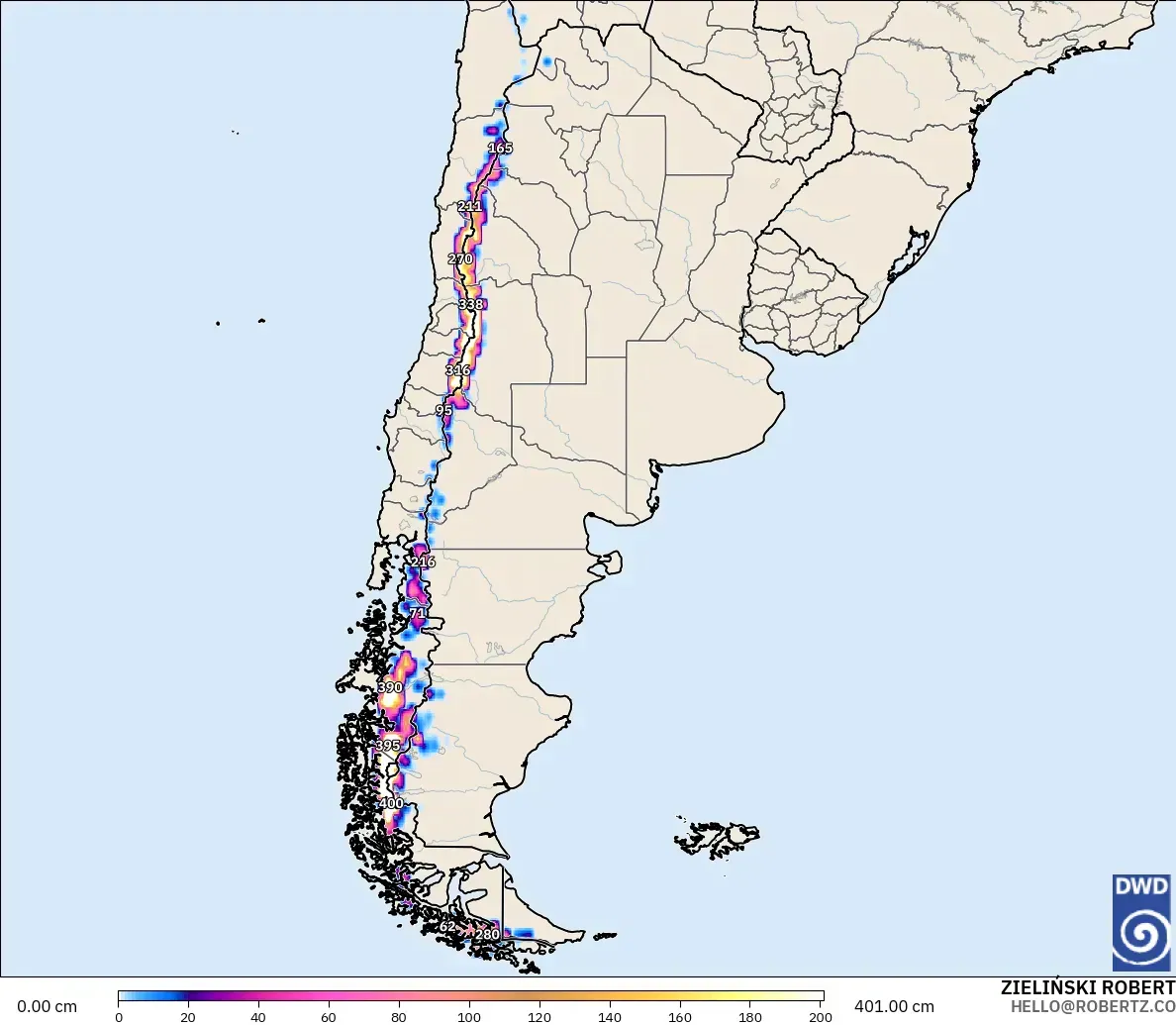 ICON modelo - Argentina, Profundidade da neve