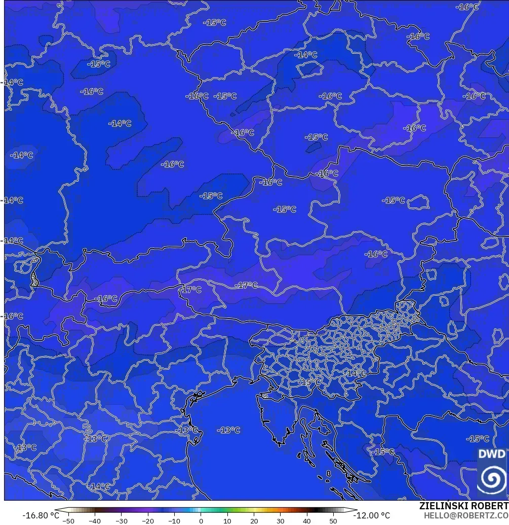 ICON modelo - Áustria, Temperatura a 500 hPa