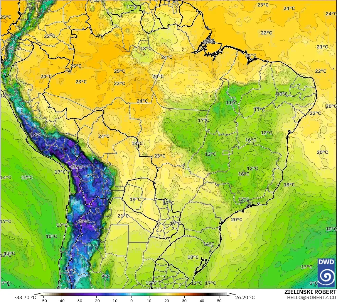 ICON modelo - Brasil, Ponto de orvalho a 2 m