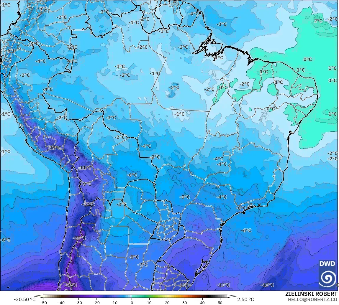 ICON modelo - Brasil, Temperatura a 500 hPa