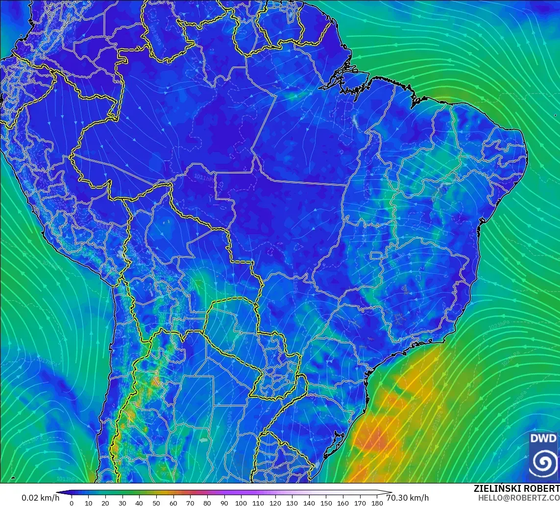 ICON modelo - Brasil, Vento a 10 m