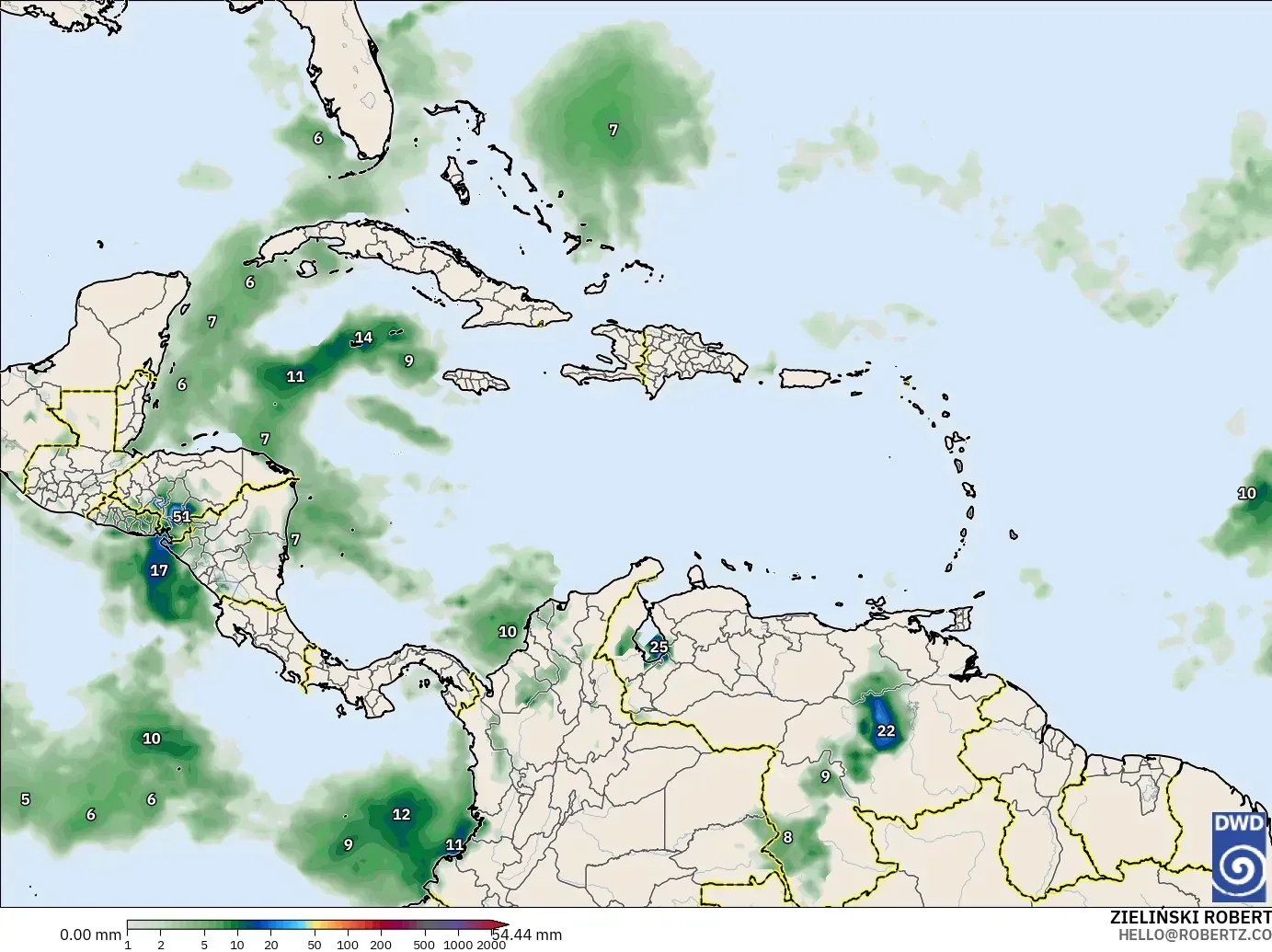 ICON modelo - Caribe, Acúmulo de precipitação