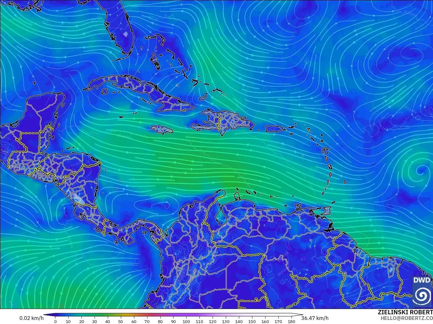 ICON modelo - Caribe, Vento a 10 m