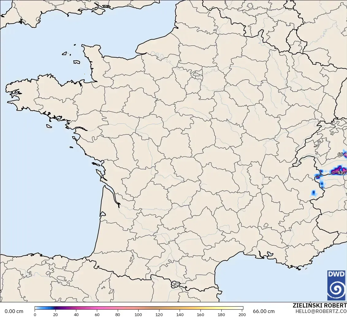 ICON modelo - França, Profundidade da neve