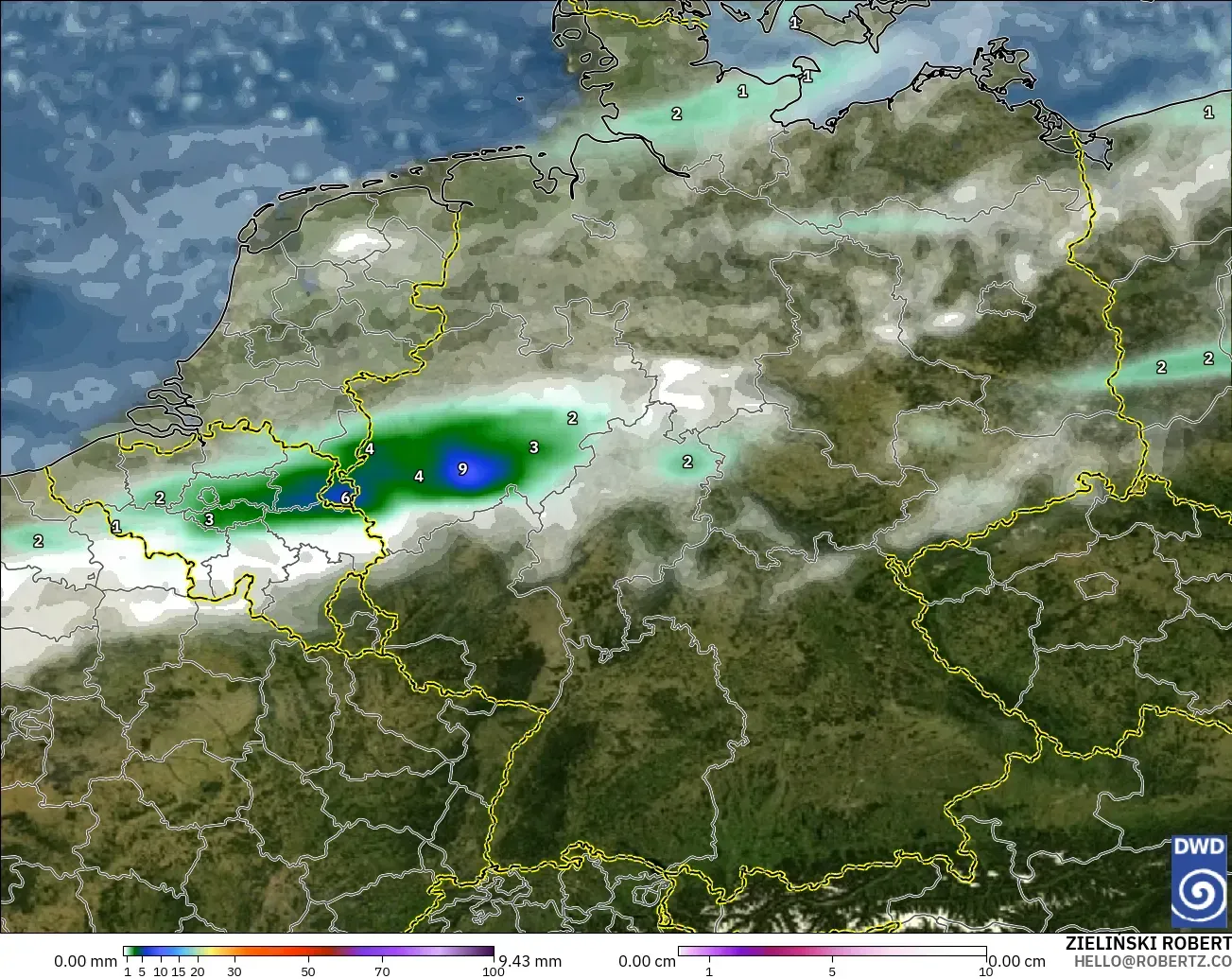 ICON modelo - Alemanha, Precipitação, nuvens e pressão