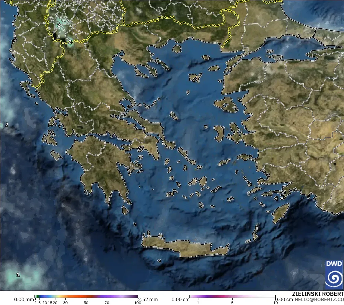 ICON modelo - Grécia, Precipitação, nuvens e pressão