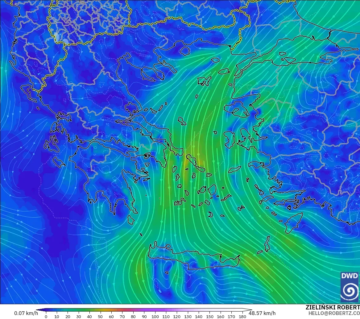 ICON modelo - Grécia, Vento a 10 m