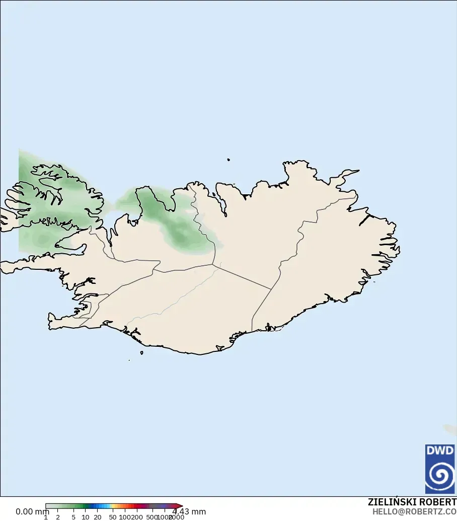 ICON modelo - Islândia, Acúmulo de precipitação