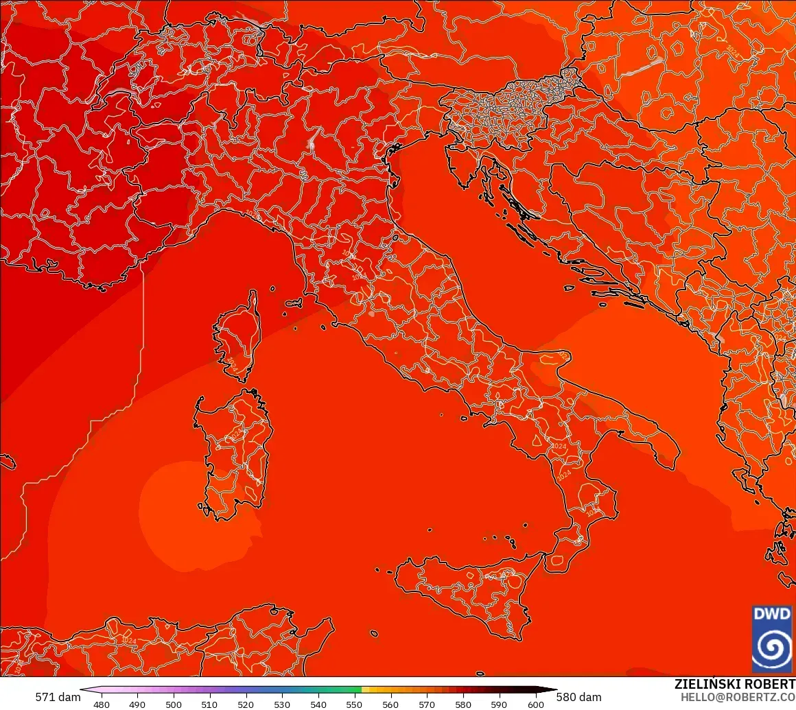 ICON modelo - Itália, Altura geopotencial a 500 hPa