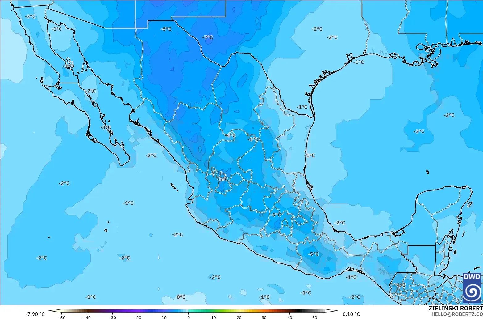 ICON modelo - México, Temperatura a 500 hPa