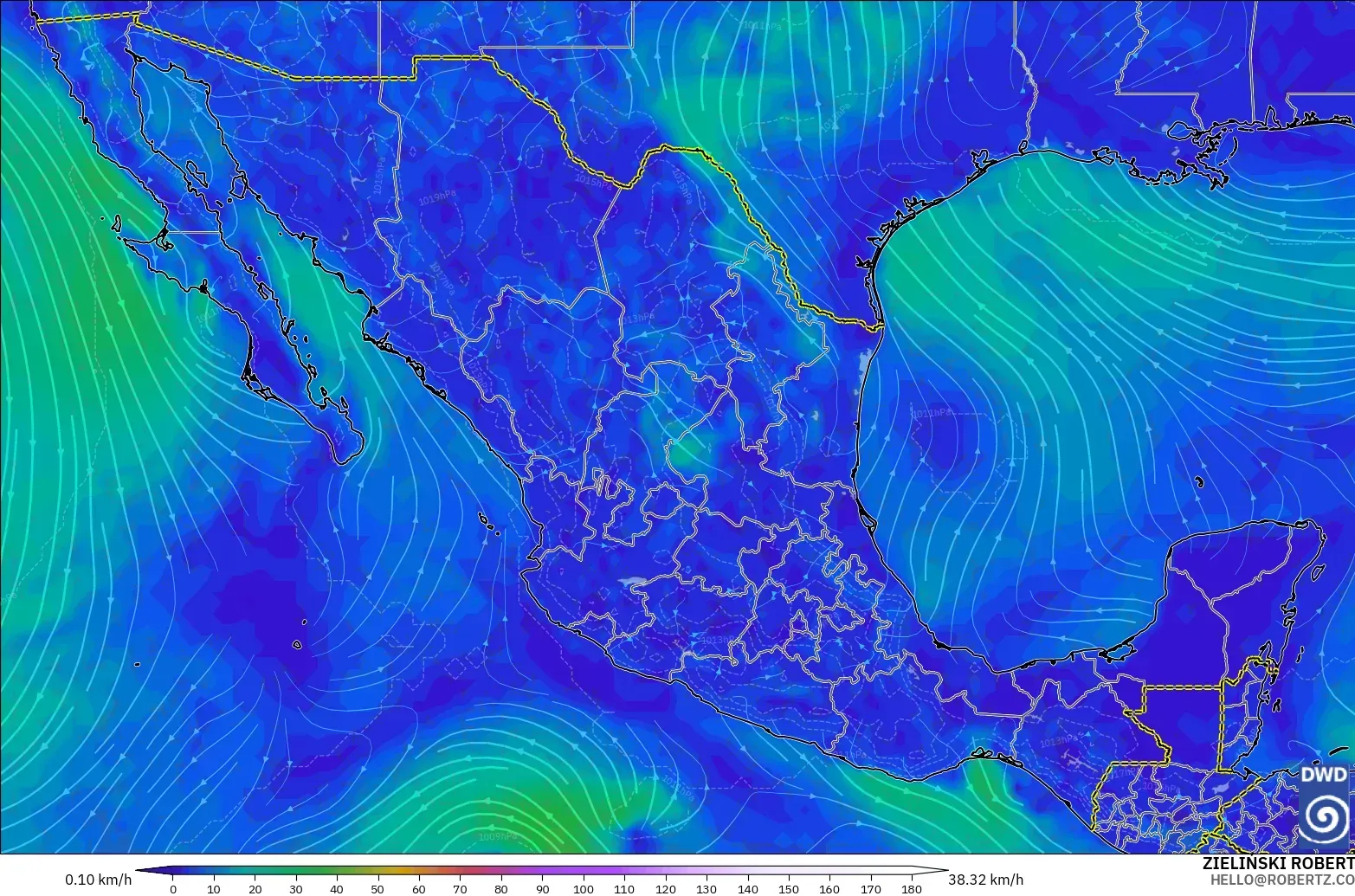 ICON modelo - México, Vento a 10 m