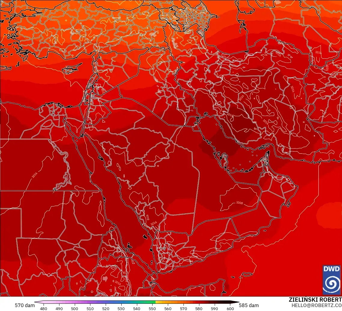 ICON modelo - Oriente Médio, Altura geopotencial a 500 hPa