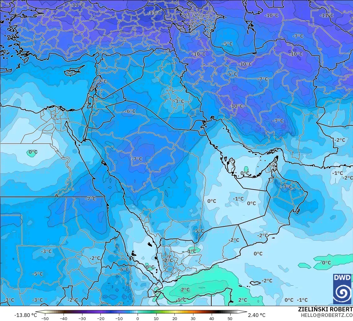 ICON modelo - Oriente Médio, Temperatura a 500 hPa