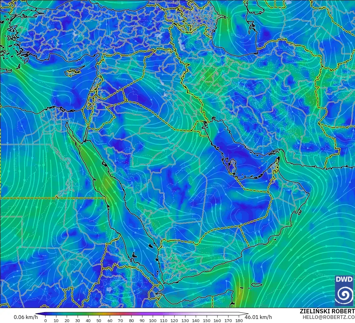 ICON modelo - Oriente Médio, Vento a 10 m