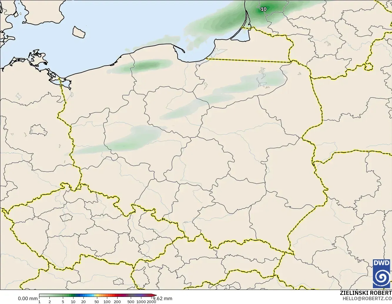 ICON modelo - Polônia, Acúmulo de precipitação