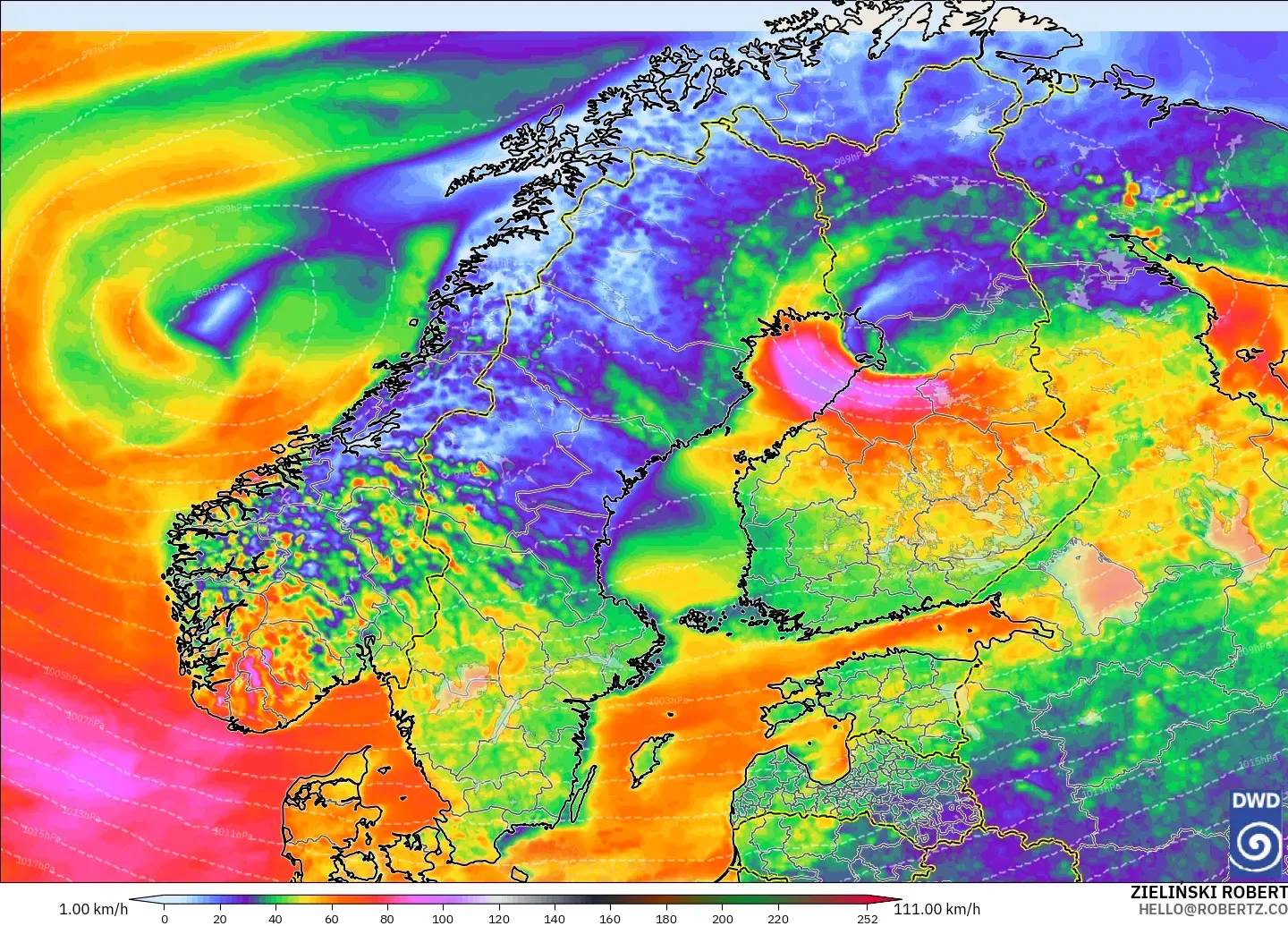 ICON modelo - Escandinávia, Rajadas de vento