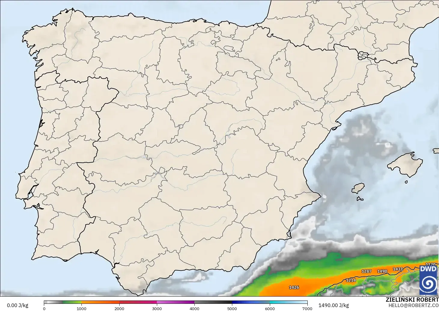 ICON modelo - Espanha, CAPE