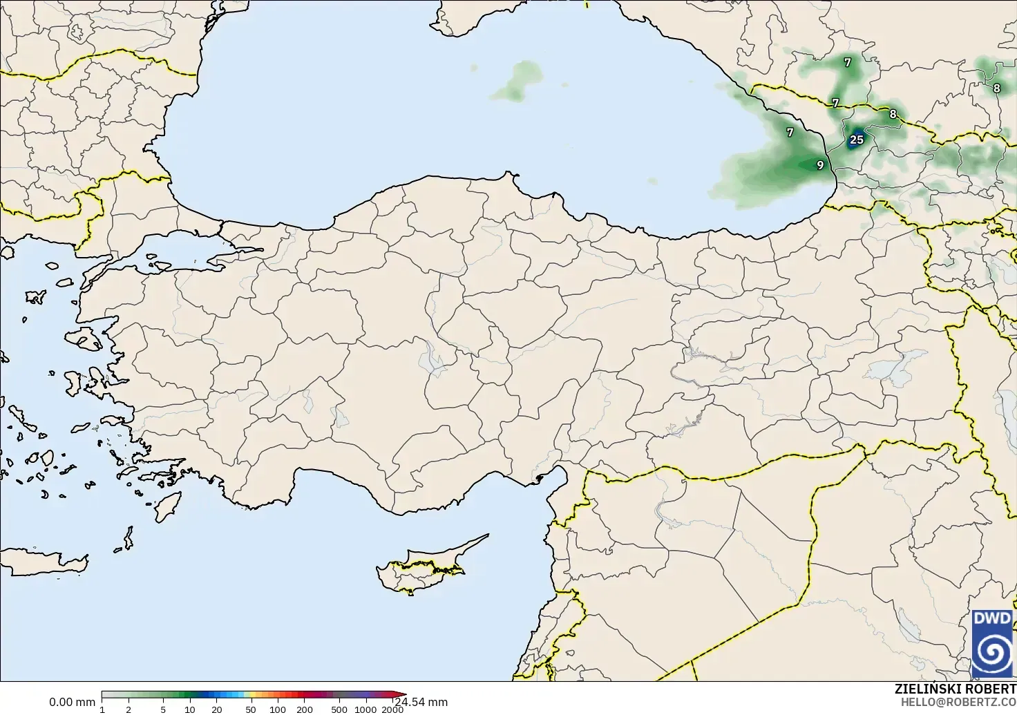 ICON modelo - Turquia, Acúmulo de precipitação