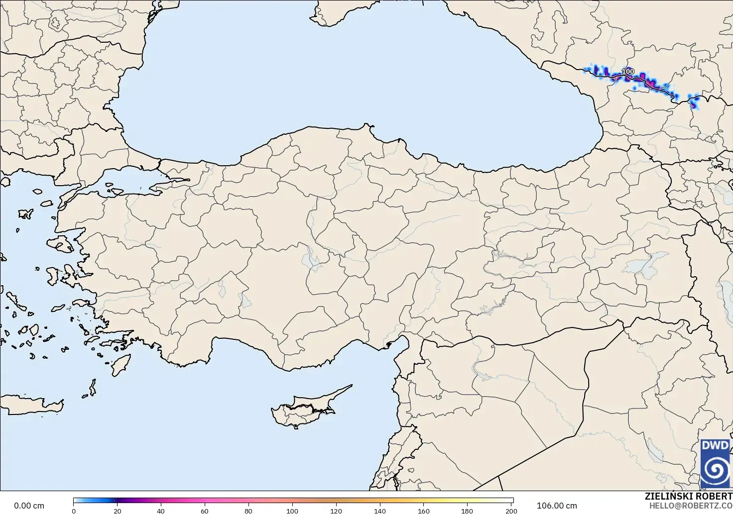 ICON modelo - Turquia, Profundidade da neve