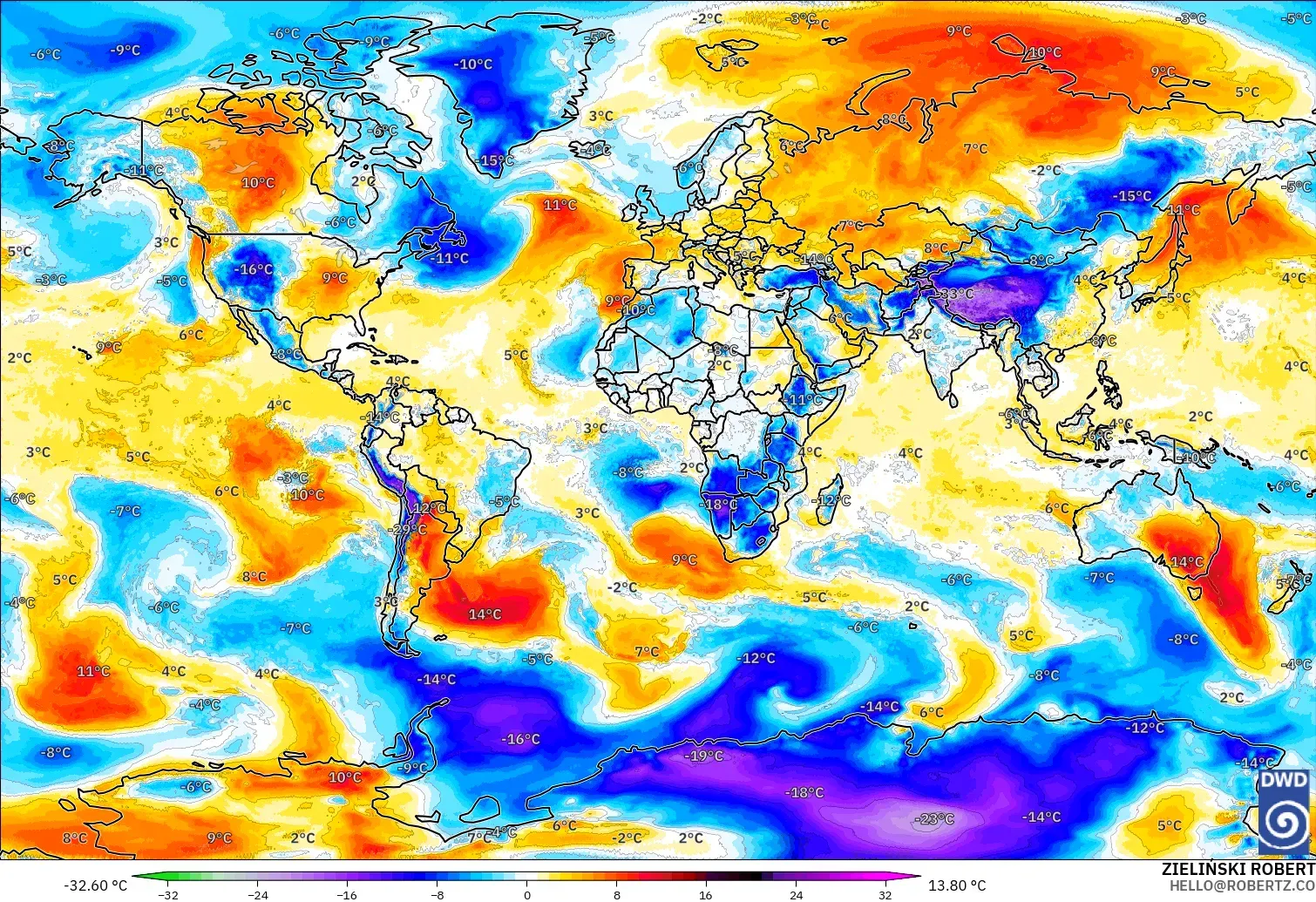 ICON modelo - Mundo, Anomalia de temperatura a 850 hPa