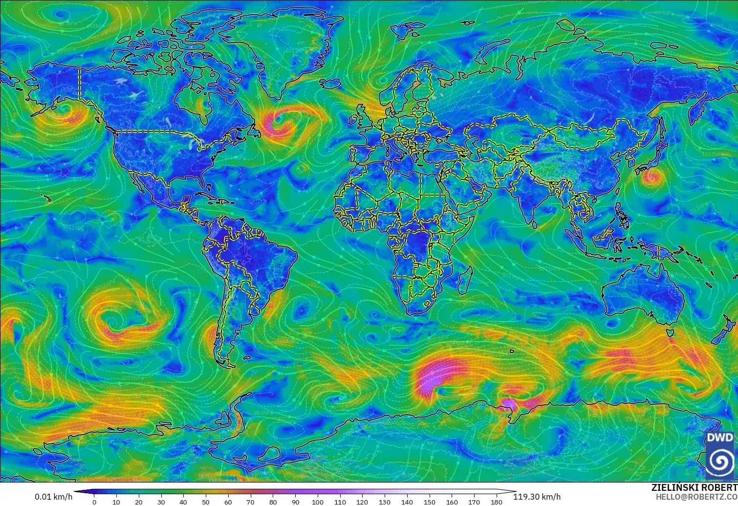 ICON modelo - Mundo, Vento a 10 m