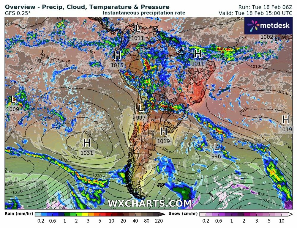 Mapa de Temperaturas no Brasil - 18 de Fevereiro de 2025