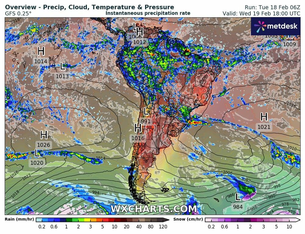 mapa de chuvas no brasil - previsão para 19/02/2025