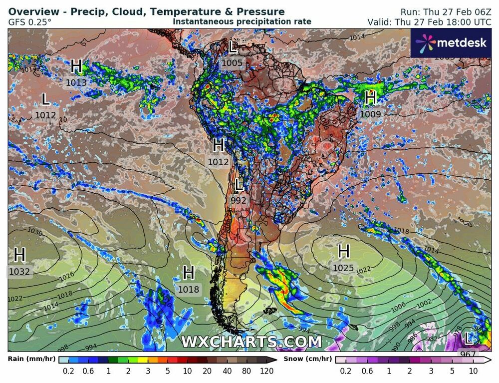 Mapa de chuvas no Brasil hoje – Previsão do tempo em 27/02/2025