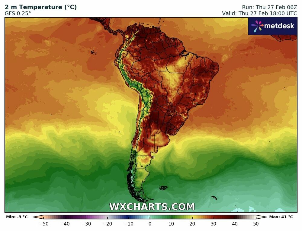 Mapa de temperaturas no Brasil hoje – Previsão do tempo em 27/02/2025