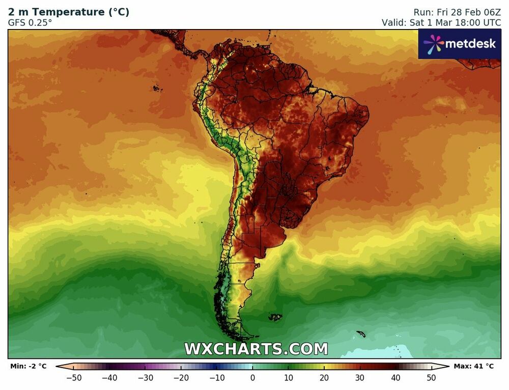 Mapa de Temperaturas no Brasil - 1º de março de 2025