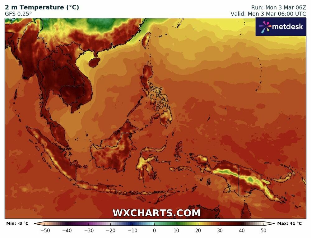 Temperatura a 2m – 3 de Março de 2025