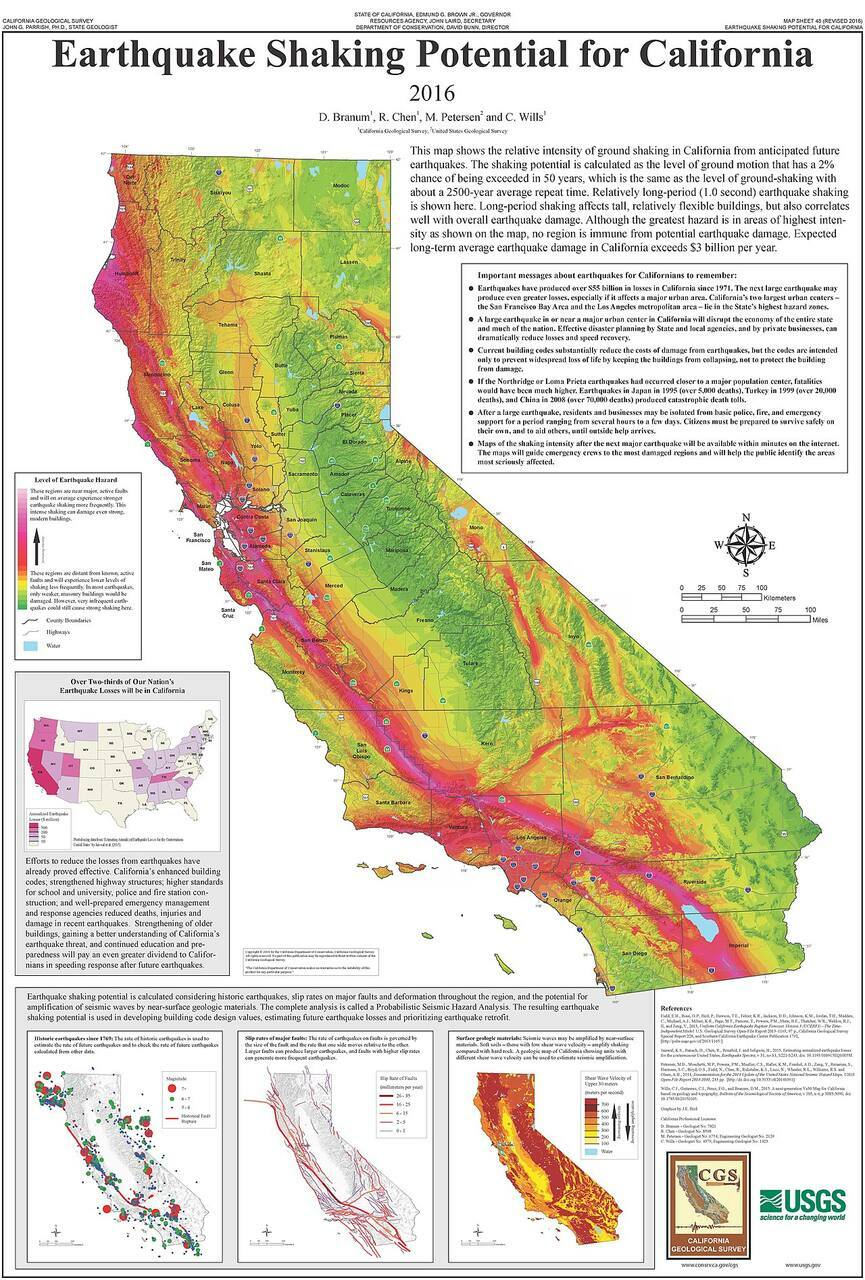 Mapa de Risco Sísmico da Califórnia