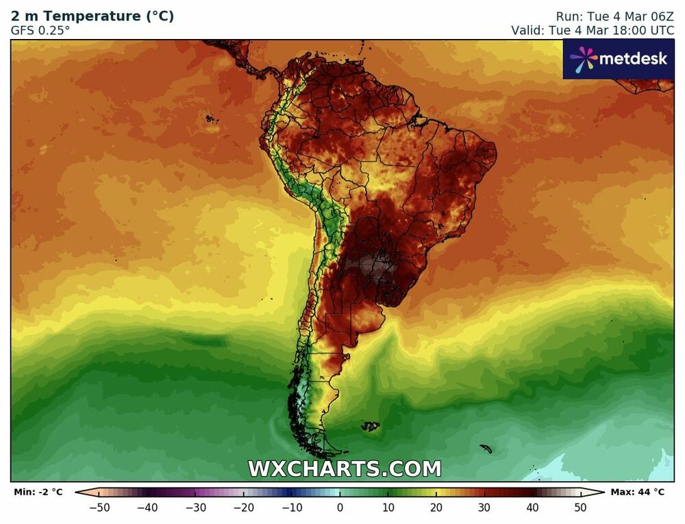 Mapa de Temperaturas Máximas no Brasil - 4 de Março de 2025