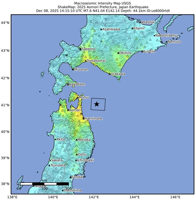 Terremoto no Japão 8 de dezembro de 2025