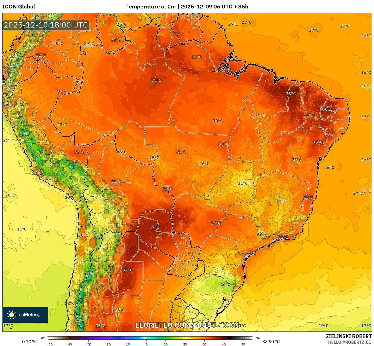 2025-12-09 Mapa do Clima do Brasil – Variações de Temperatura Mostram Onda de Calor & Frente Fria que Chega