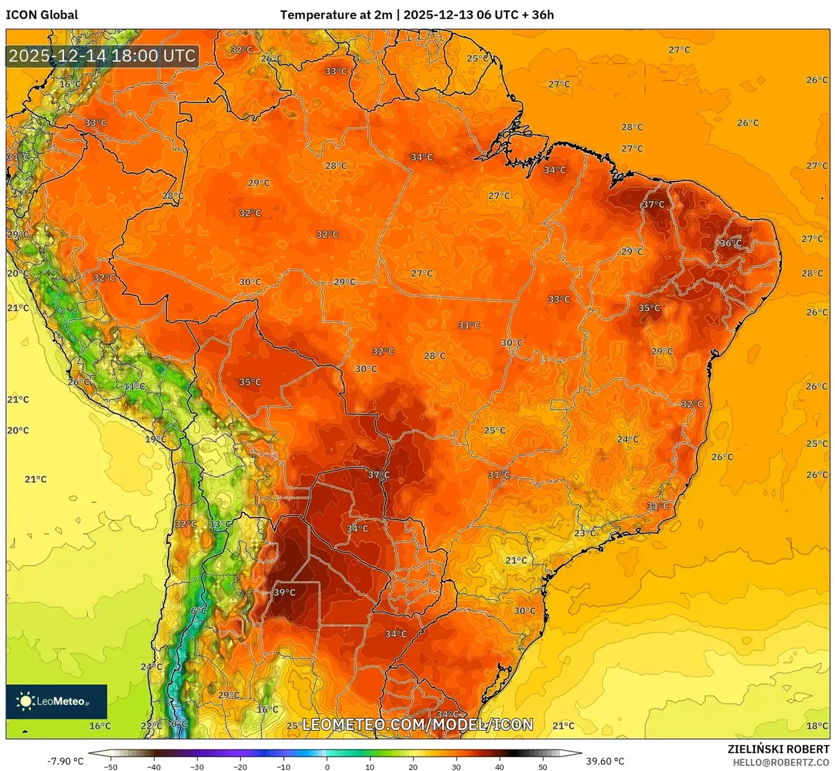 "Temperature Forecast for Sunday, December 14, 2025"