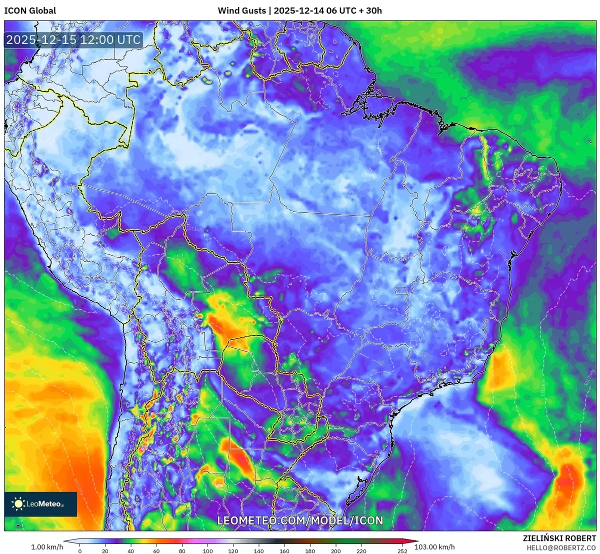 Wind Gusts Forecast Brazil Coastal Regions Dec 15 2025 – High‑Speed Winds & Weather Map