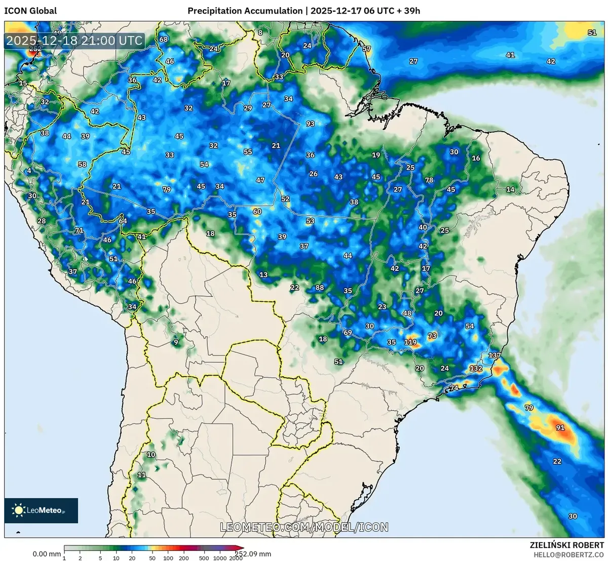 Quinta-feira previsão de chuva forte para regiões centrais do Brasil 18 de dezembro de 2025