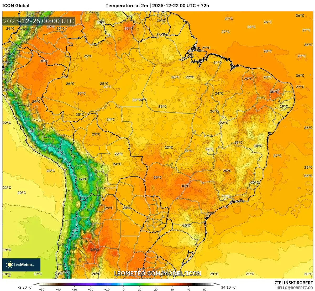 24 de dezembro de 2025 temperaturas no Brasil na véspera de Natal Night