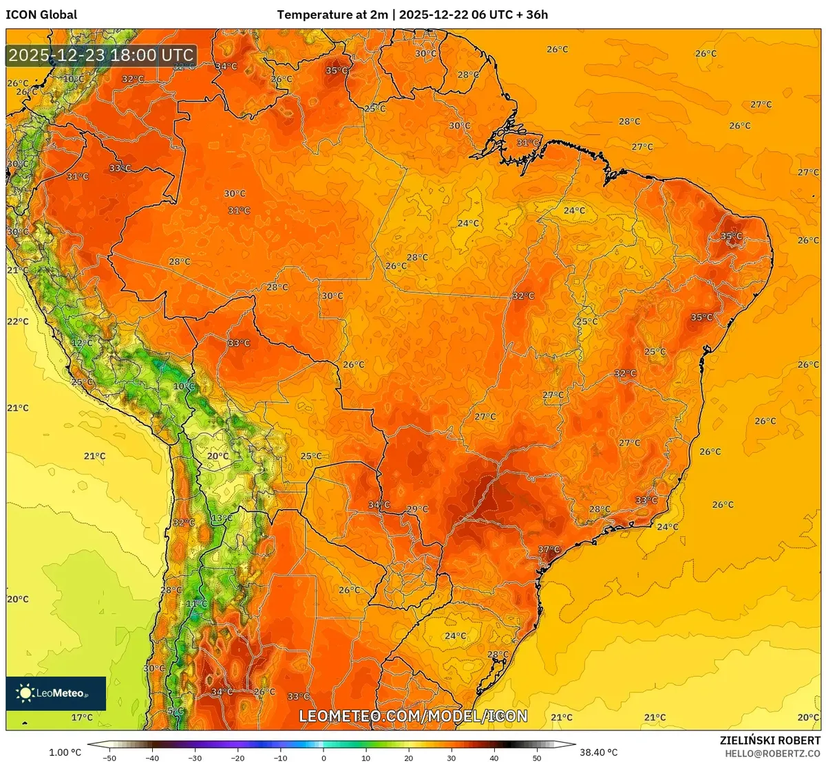 Brazil Temperature Forecast 2025-12-23